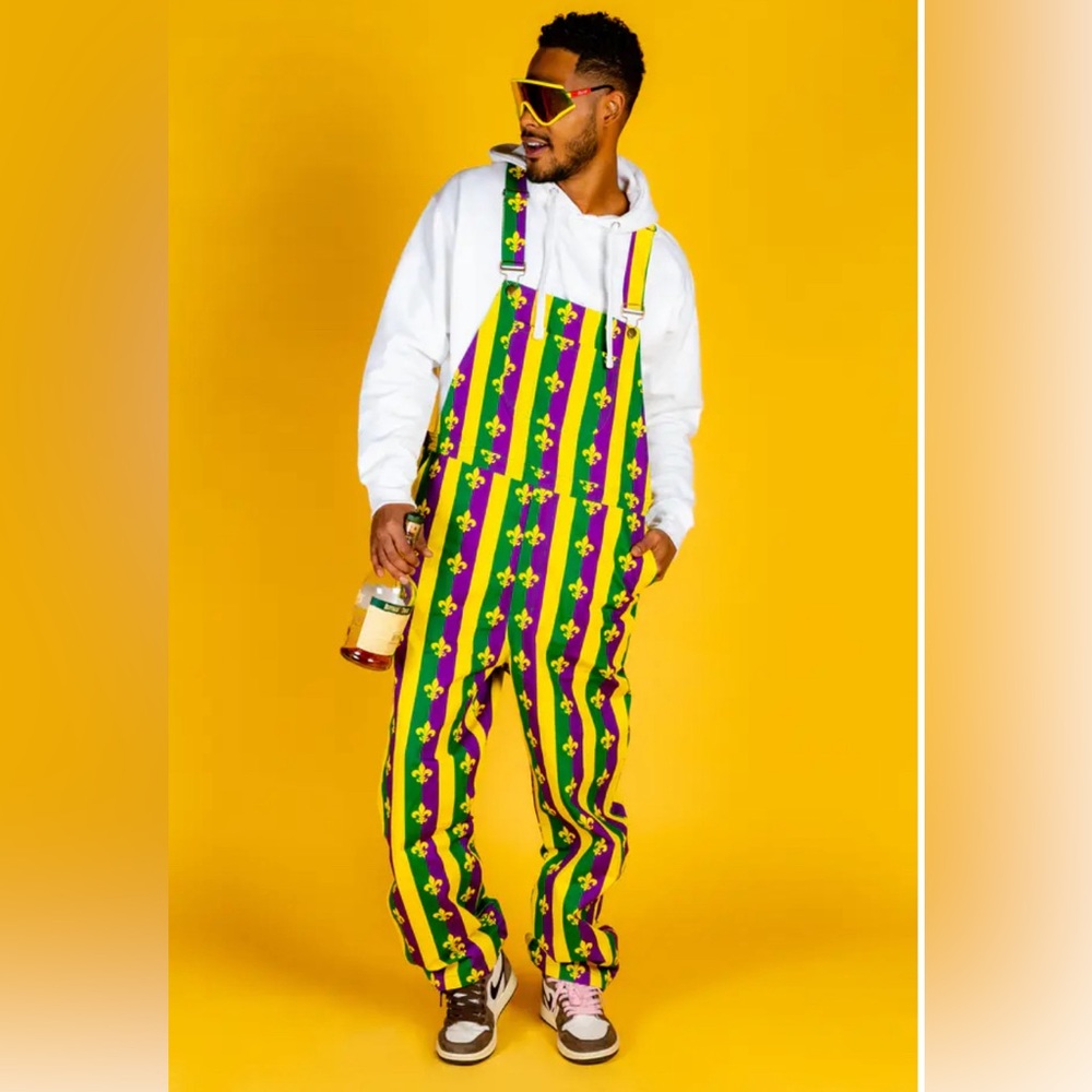 Beignets for Breakfast | Shinesty Mardi Gras Overalls | Men's Large